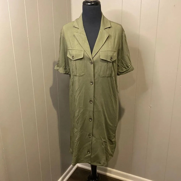 Joie Dresses & Skirts - Joie Small green jadallah utility dress short sleeve full bottom/down